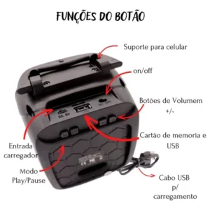 CAIXA DE SOM USB PORTÁTIL COM BLUETOOTH