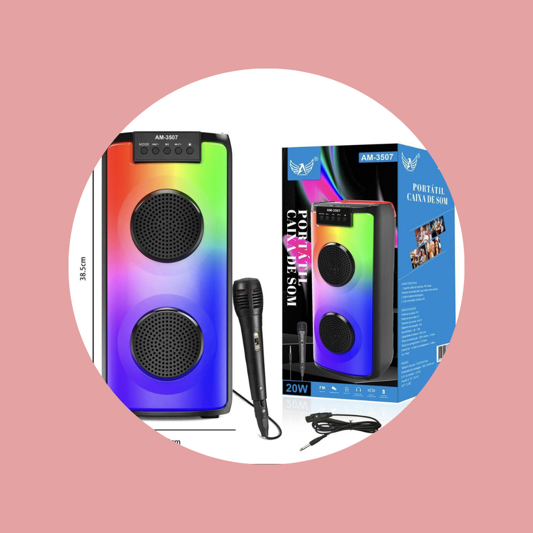 CAIXA DE SOM BLUETOOTH /USB/FM/RADIO/LED