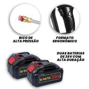 LAVADORA JATO ALTA PRESSÃO RECARREGÁVEL 2 BATERIAS