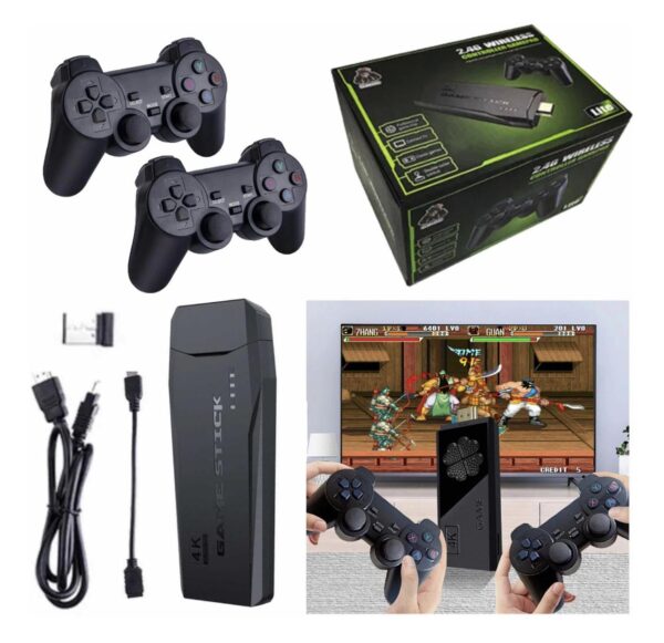 Game Stick Lite 2_Controles Wireless Stick Com Dual 2.4g Lite 2.4g+10000jogos+64gb