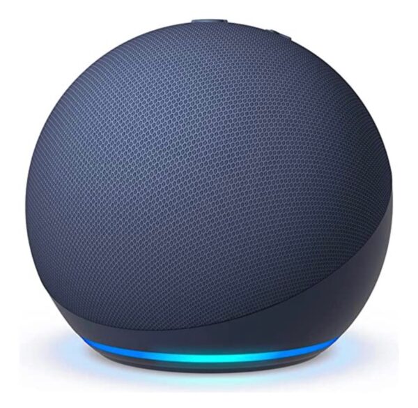 A Caixa de som Amazon Echo Dot 5th Gen com assistente virtual Alexa 110V/240V azul