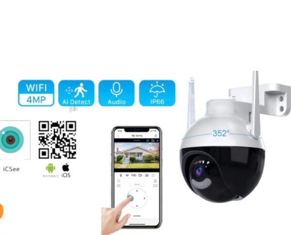 Câmera de segurança wifi ip66 externa giratória a18