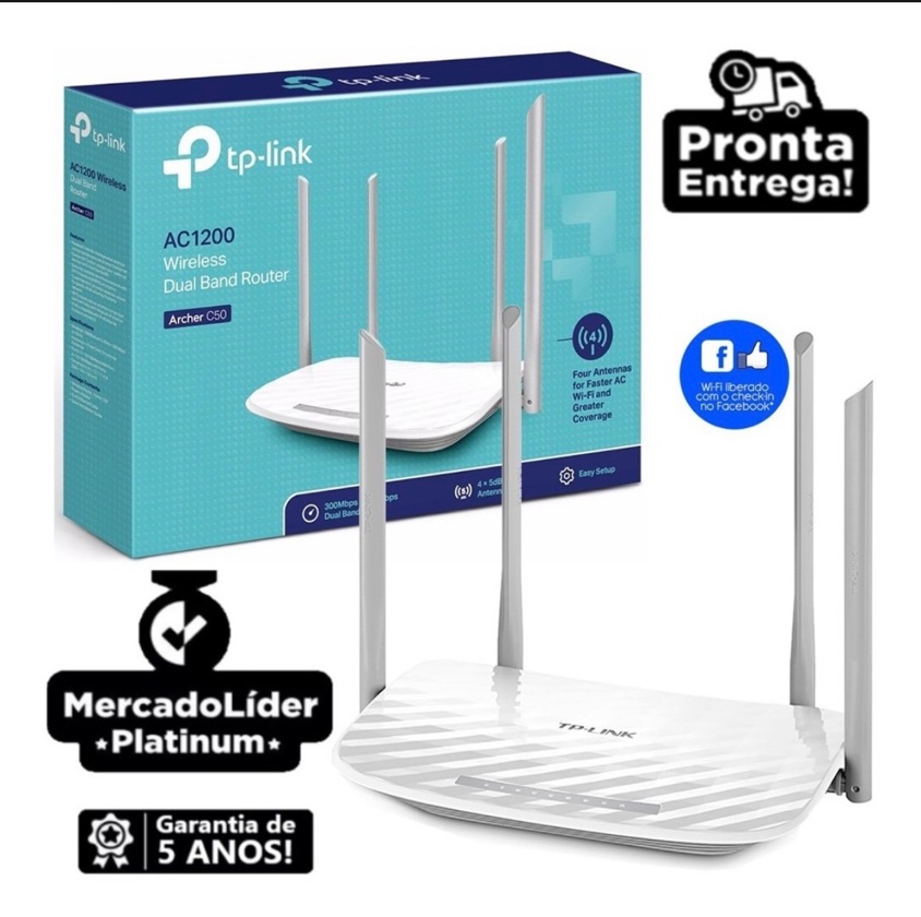 Roteador Tplink Ac1200 Archer C50 V4 Check-in Facebook Original Lacrado
