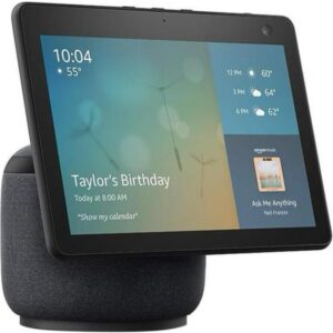 A Caixa de som smart speaker echo show Amazon com tela 10.1 Hd movimento e Alexa preto